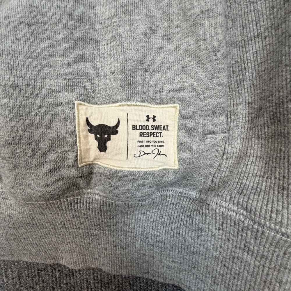 Under Armour Project Rock Warm Up Hoodie Mens 2XL Gray Brahma Bull Sweatshirt - Picture 10 of 10